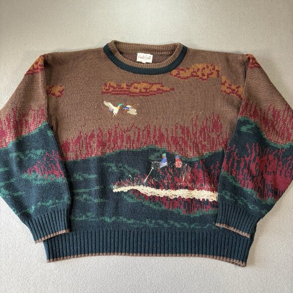 Vintage Paulo Conti Sweater Mens XL Wildlife Mallard Ducks Hunting Outdoor Cabin - Picture 1 of 16